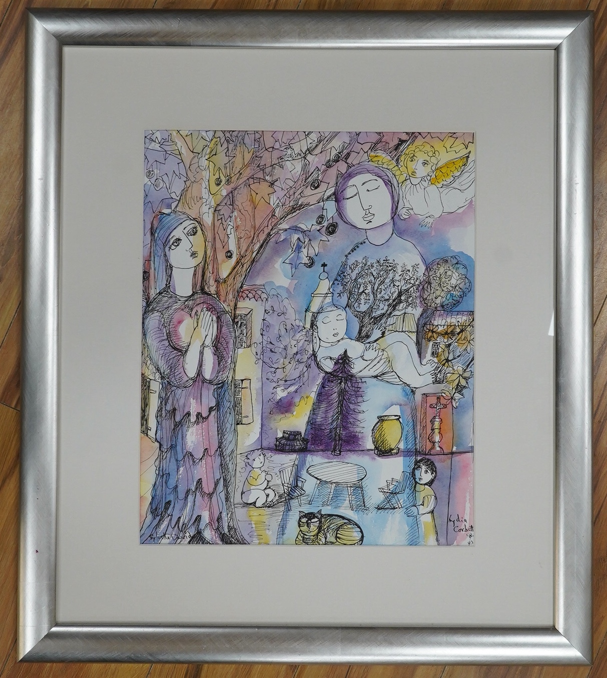Lydia Corbett (b.1934), ink and watercolour, ‘Sylvette David’, signed and inscribed in ink, 49 x 38cm. Condition - good